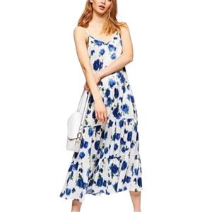 NWT TopShop Satin Floral Tiered Midi Dress